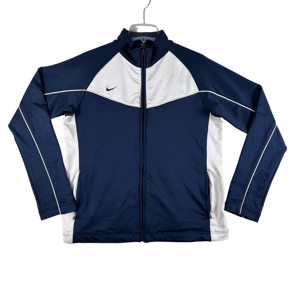 Vintage Nike Jacket Womens XL 16-18 Blue Dri-FIT Full Zip Track Soccer Athletic